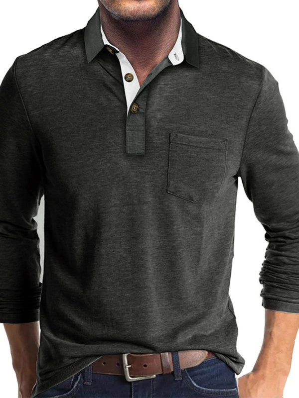 SHOPIQAT New Men's Long Sleeve Lapel Bottoming Polo Shirt Top - Premium from shopiqat - Just $9.250! Shop now at shopiqat